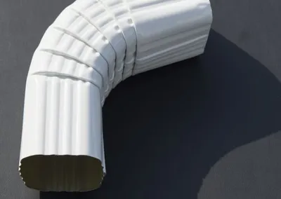 White aluminum A elbow downspout fitting